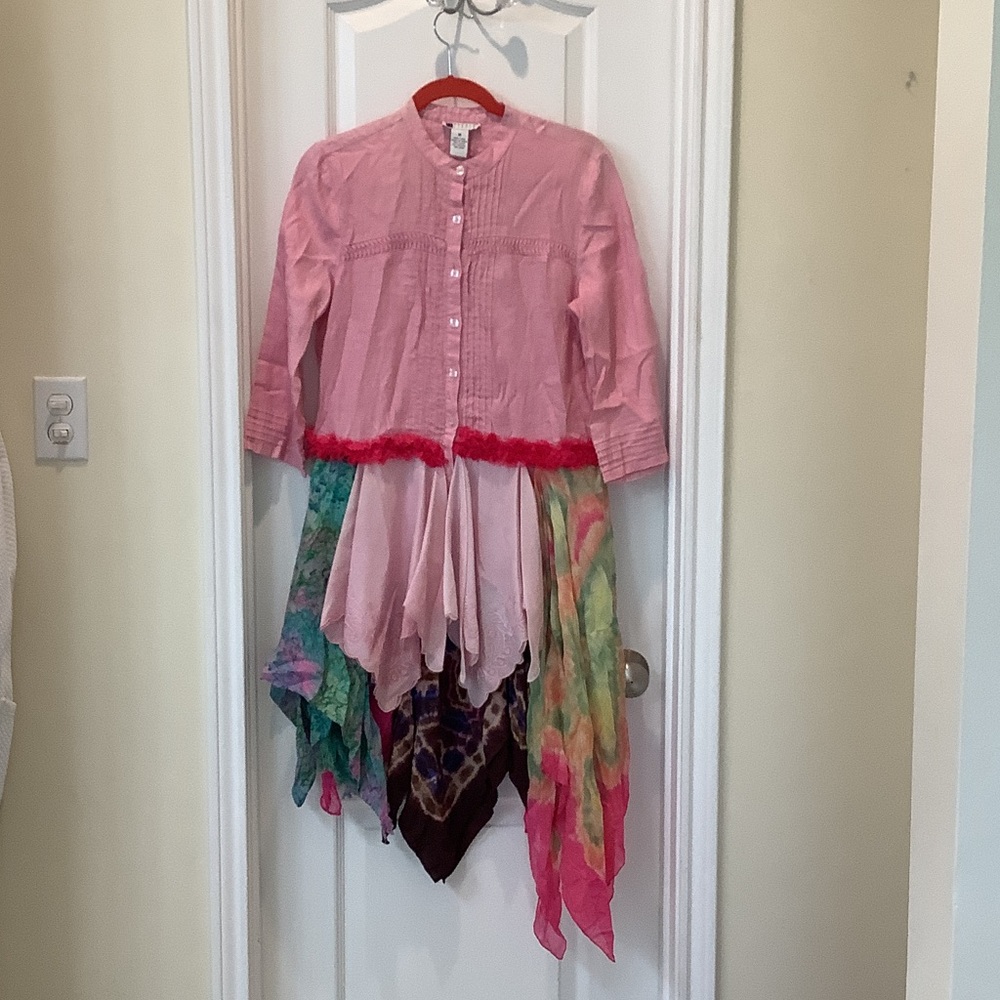 Carole Little Light Pink Linen Button-Front Top
